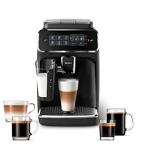 PHILIPS 3200 Series Fully Automatic Espresso Machine, LatteGo Milk Frother, 5 Coffee Varieties, Intuitive Touch Display, 100% Ceramic Grinder, AquaClean Filter, My Coffee Choice, Black (EP3241/54)