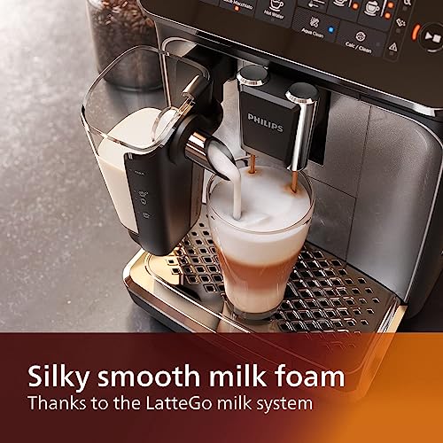 PHILIPS 3200 Series Fully Automatic Espresso Machine, LatteGo Milk Frother, 5 Coffee Varieties, Intuitive Touch Display, 100% Ceramic Grinder, AquaClean Filter, My Coffee Choice, Black (EP3241/54)